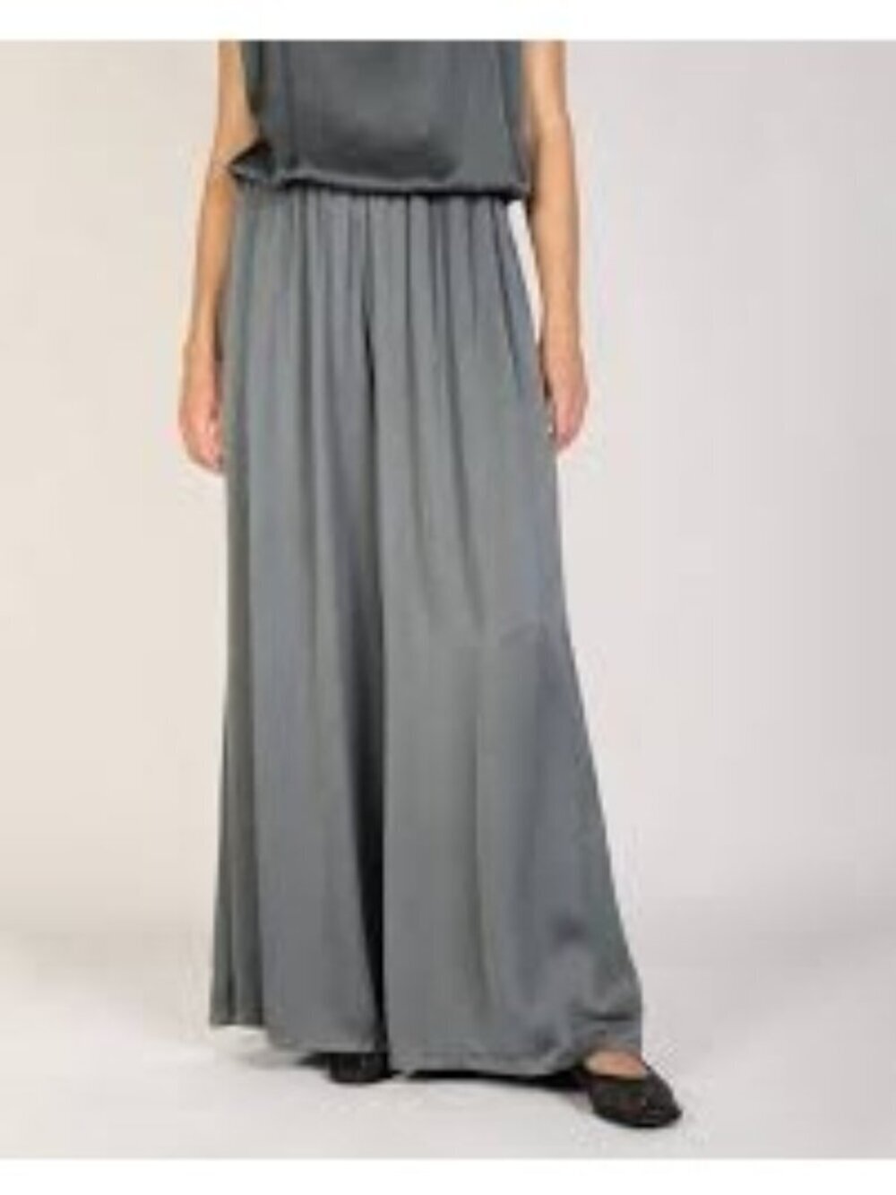 Classics Entier Atelier Grey Silk Pull on Lagenlook Maxi Skirt Women Waist 15"